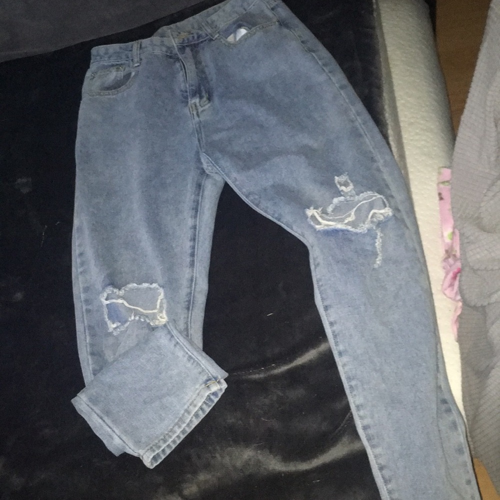 Baggy blue jeans